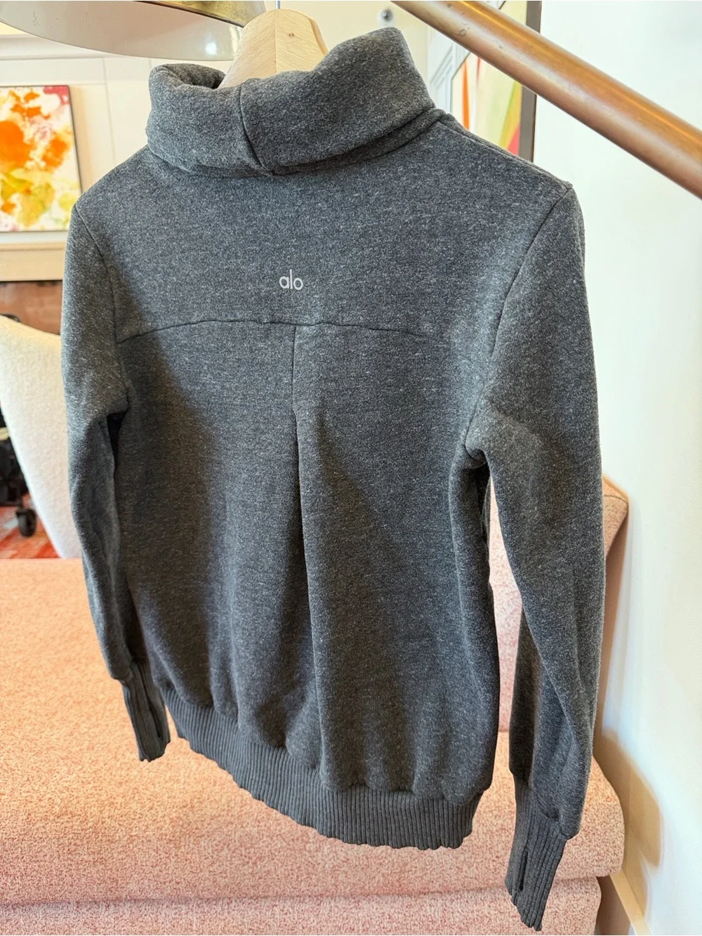 Alo Cozy Charcoal Funnel Neck Women's Sweater- Size XS- PreOwned